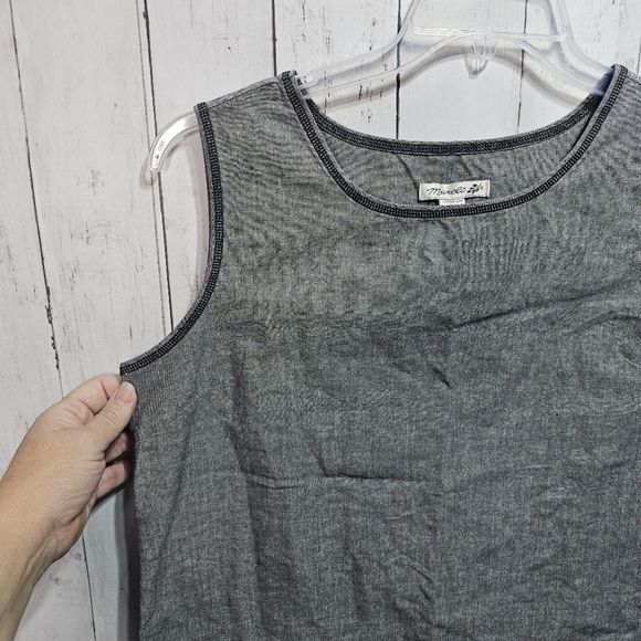 Vintage Mureli Women's Gray 100% Cotton Sleeveless Tank Top Size Large Lagenlook - Picture 3 of 5